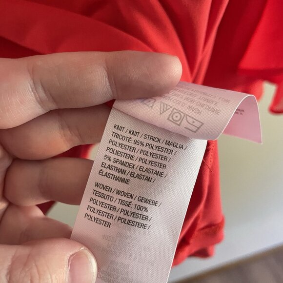 Susan Graver Women 3X Red Liquid Knit Tunic Top With Sheer Chiffon Bell Sleeves - Picture 9 of 11